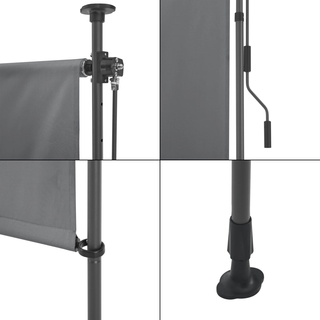 Schermo Verticale Cimarra da Balcone con Pali Telescopici Tenda Parasole Larga 150 cm Grigio Scuro pro.tec