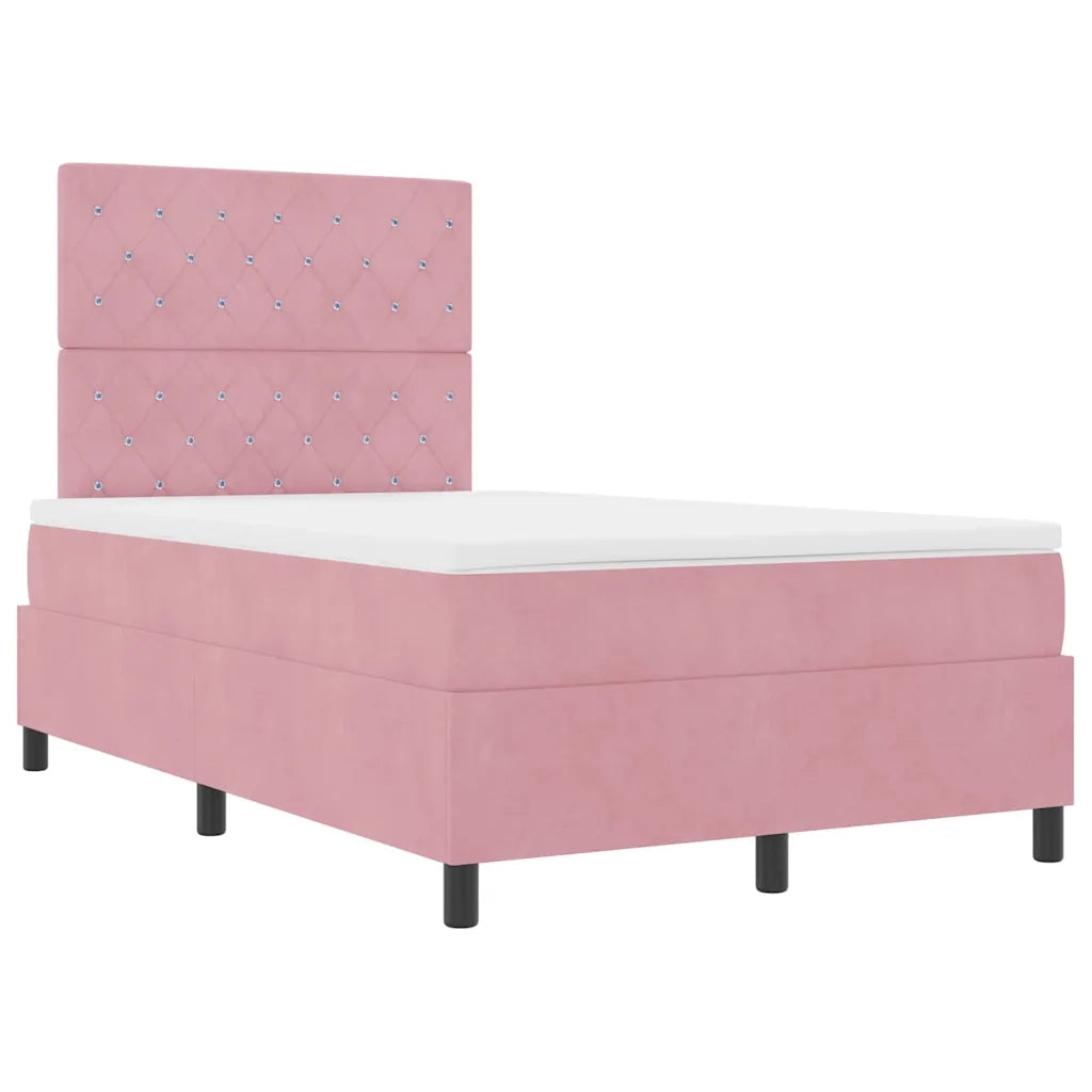 Letto a molle con materasso Rosa 120 x 200 cm Velluto 3339763