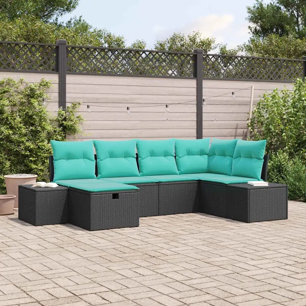 Set Divano da Giardino 6 pz Nero polyrattan 3359385