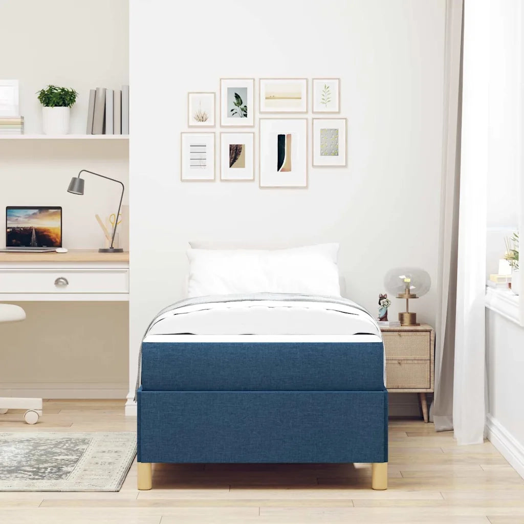 Struttura del letto con materasso Blu 100 x 200 cm Tessuto