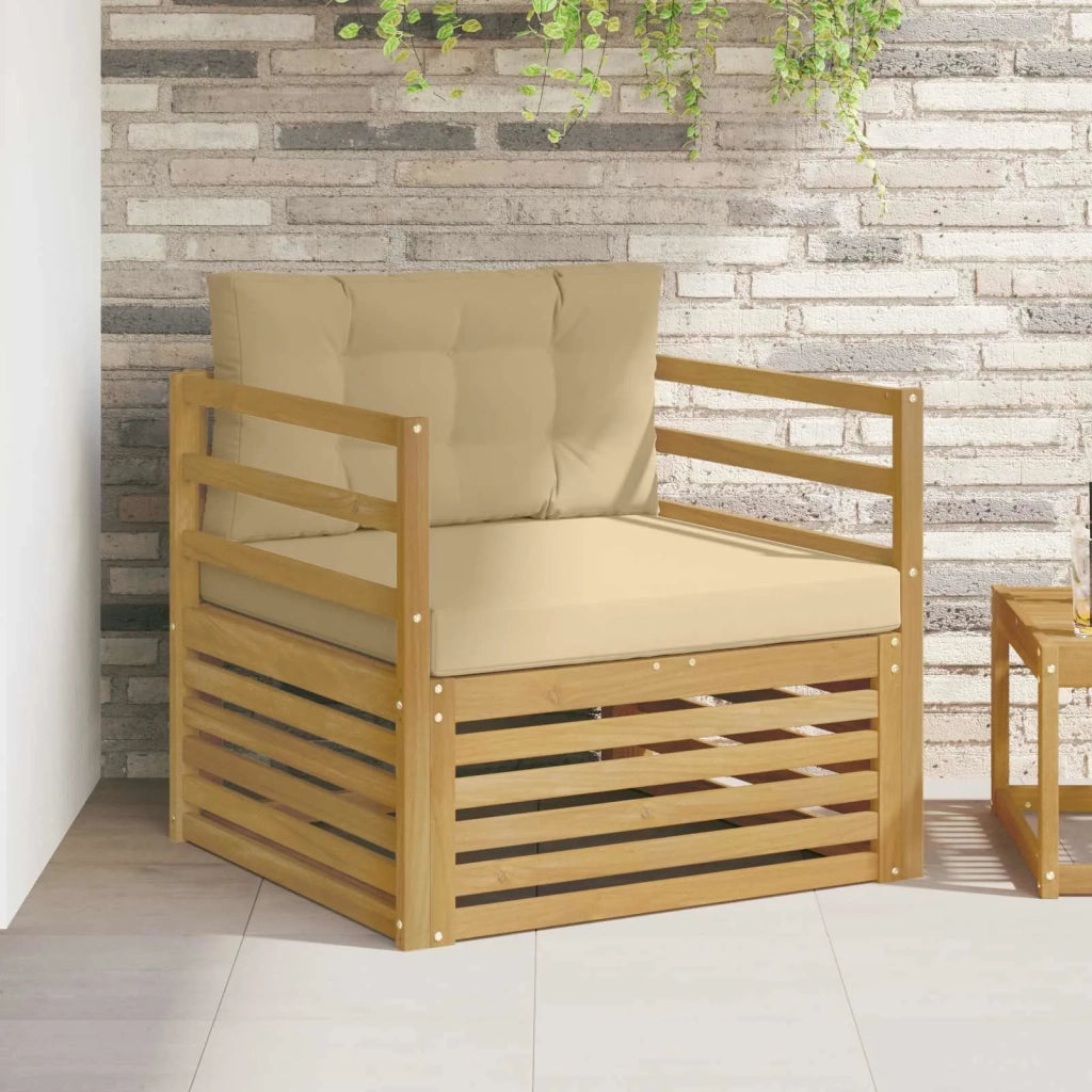 Divano da esterno-Divano da Giardino Bianco e Beige 372977