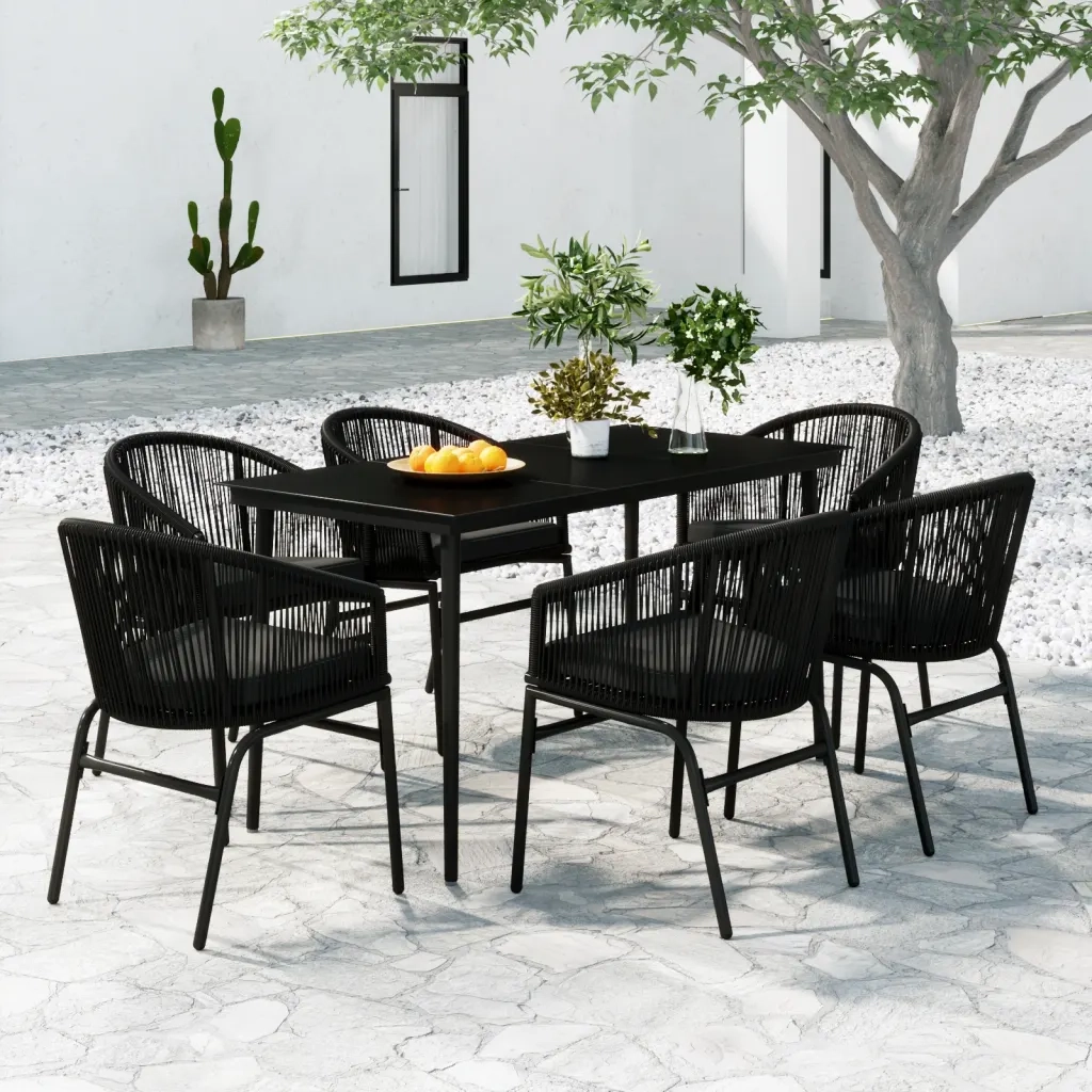 Set Mobili da Pranzo per Giardino 7 pz Nero 3099242