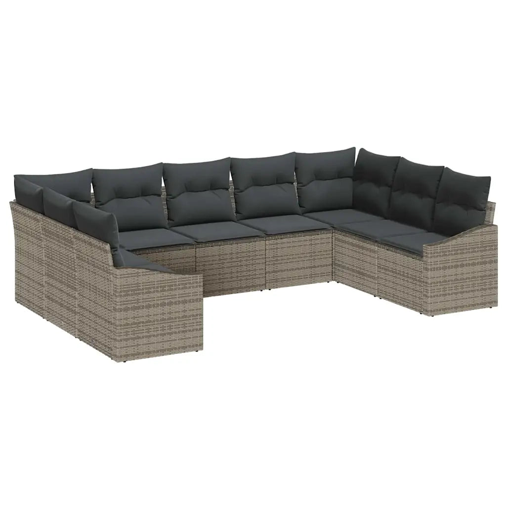 Set di divani con cuscino 9 pcs Grigio polyrattan 3346879