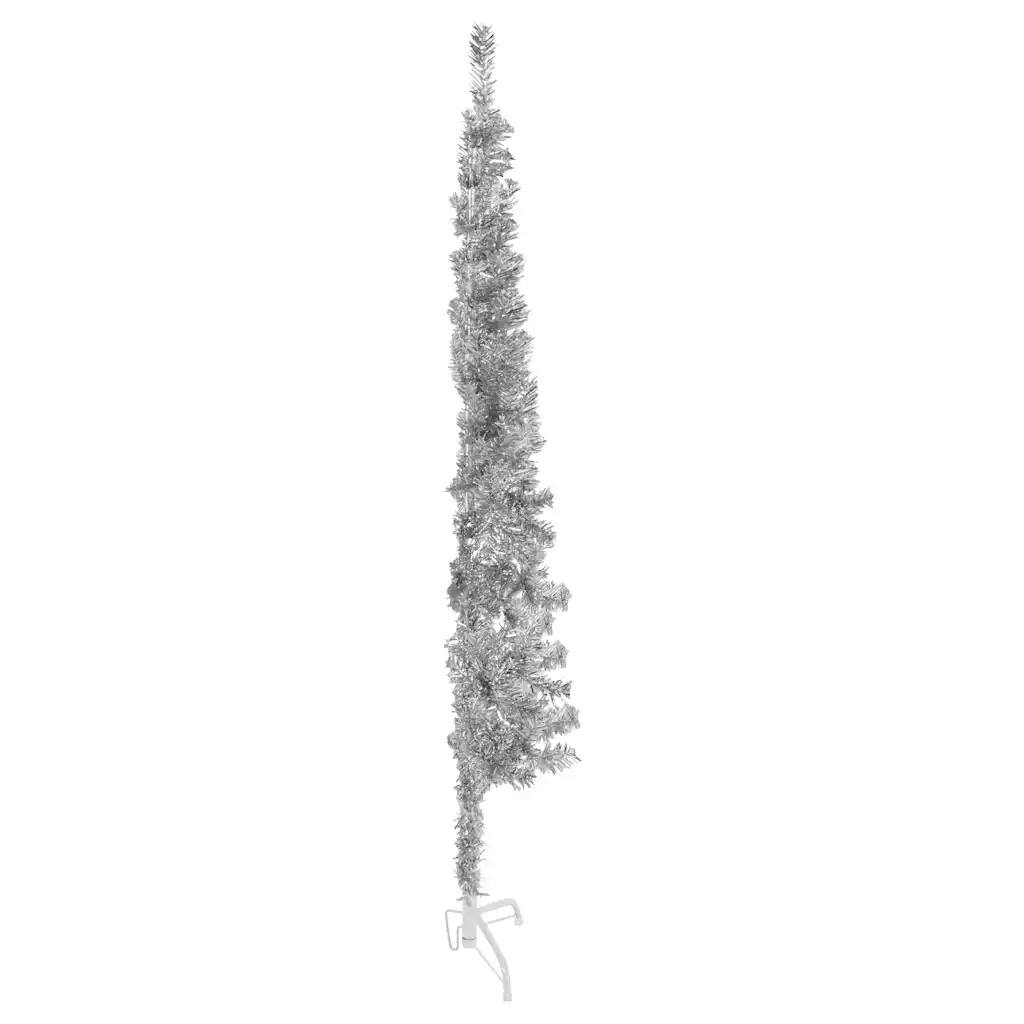 Albero Natale Artificiale Sottile a Metà Supporto Argento 180cm 344596