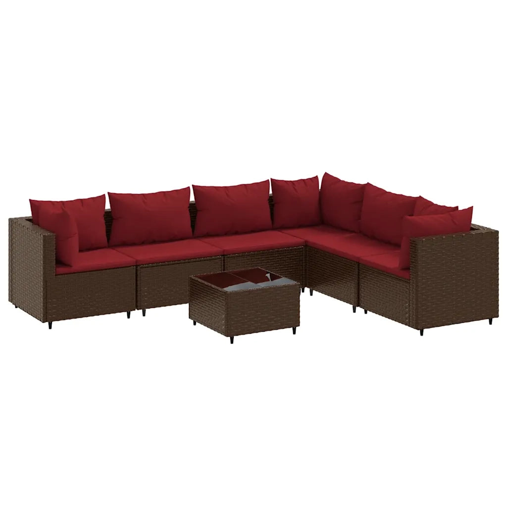 Set Divani da Giardino 7 pz con Cuscini in Polyrattan Marrone 3308149