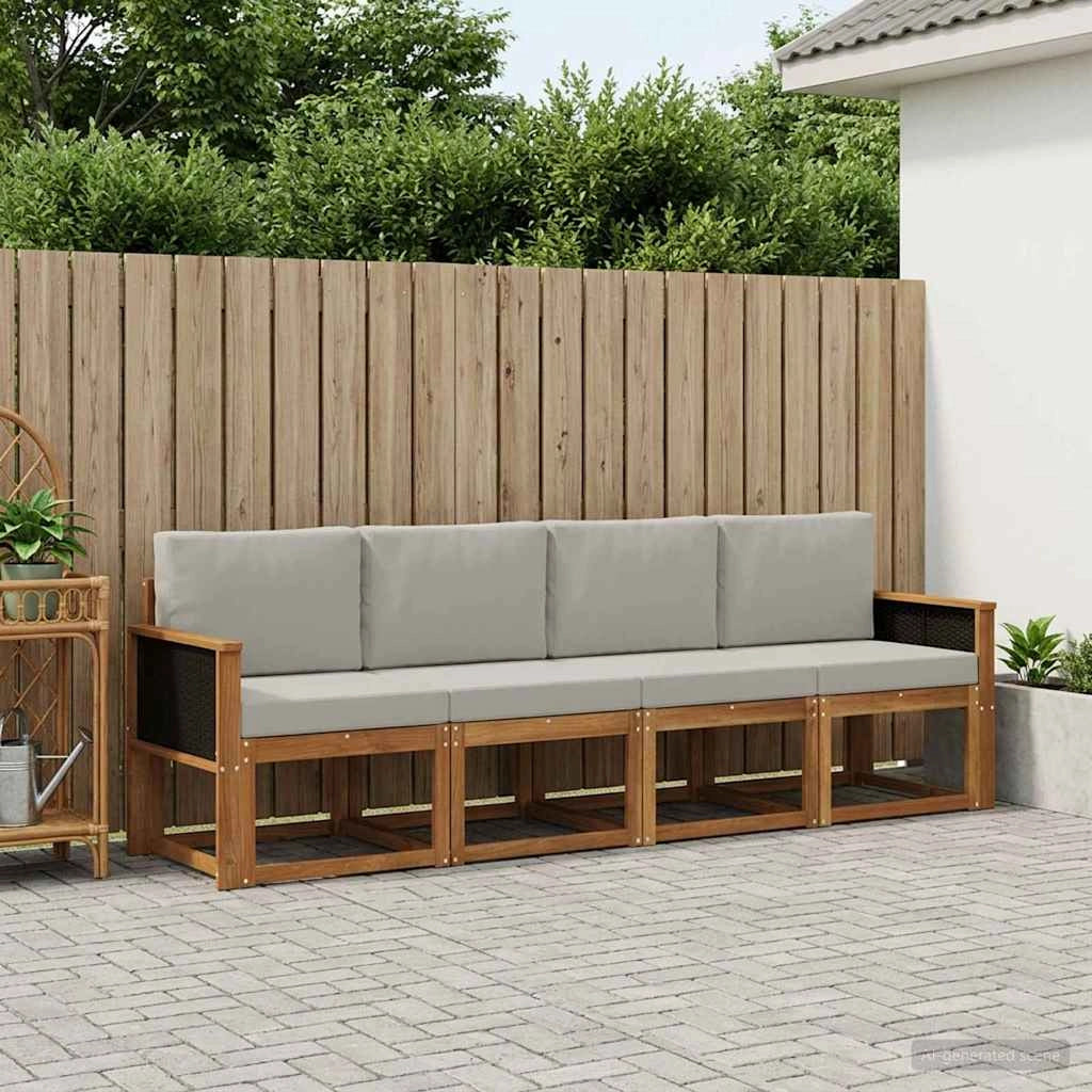 Set di divani da esterno 4 pz Naturale e Grigio Chiaro 3384962