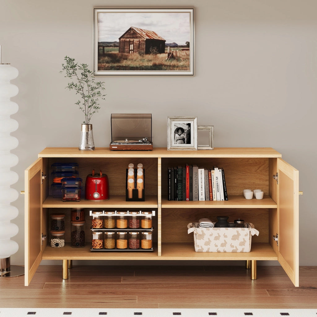 Credenza in vimini - Zephmum - H63x120x40 cm - Rustica, doppia ante