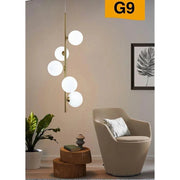 Trade Shop - Lampadario A Sospensione Bronzo 5 Sfere Lampada Soffitto Con Stelo Verticale A95 -