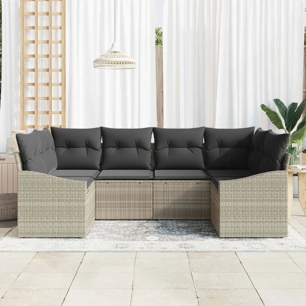 Set di divani con cuscino 6 pcs Grigio chiaro polyrattan
