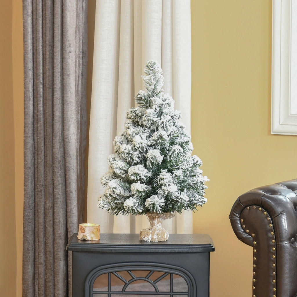 Albero di Natale Artificiale 60 cm ¨C Minimal ¨C Verde e Bianco ?32x60 cm