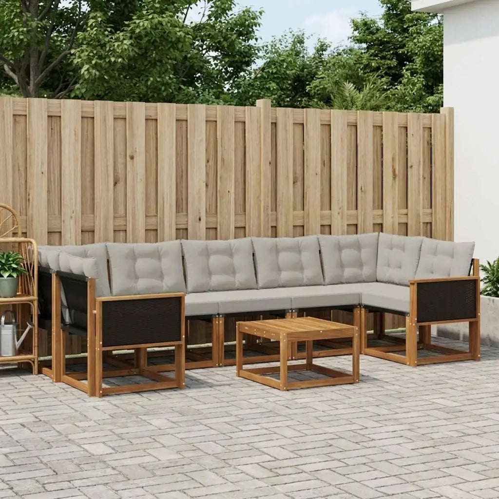 Set di divani da esterno 8 pcs Naturale e Grigio Chiaro 3381831