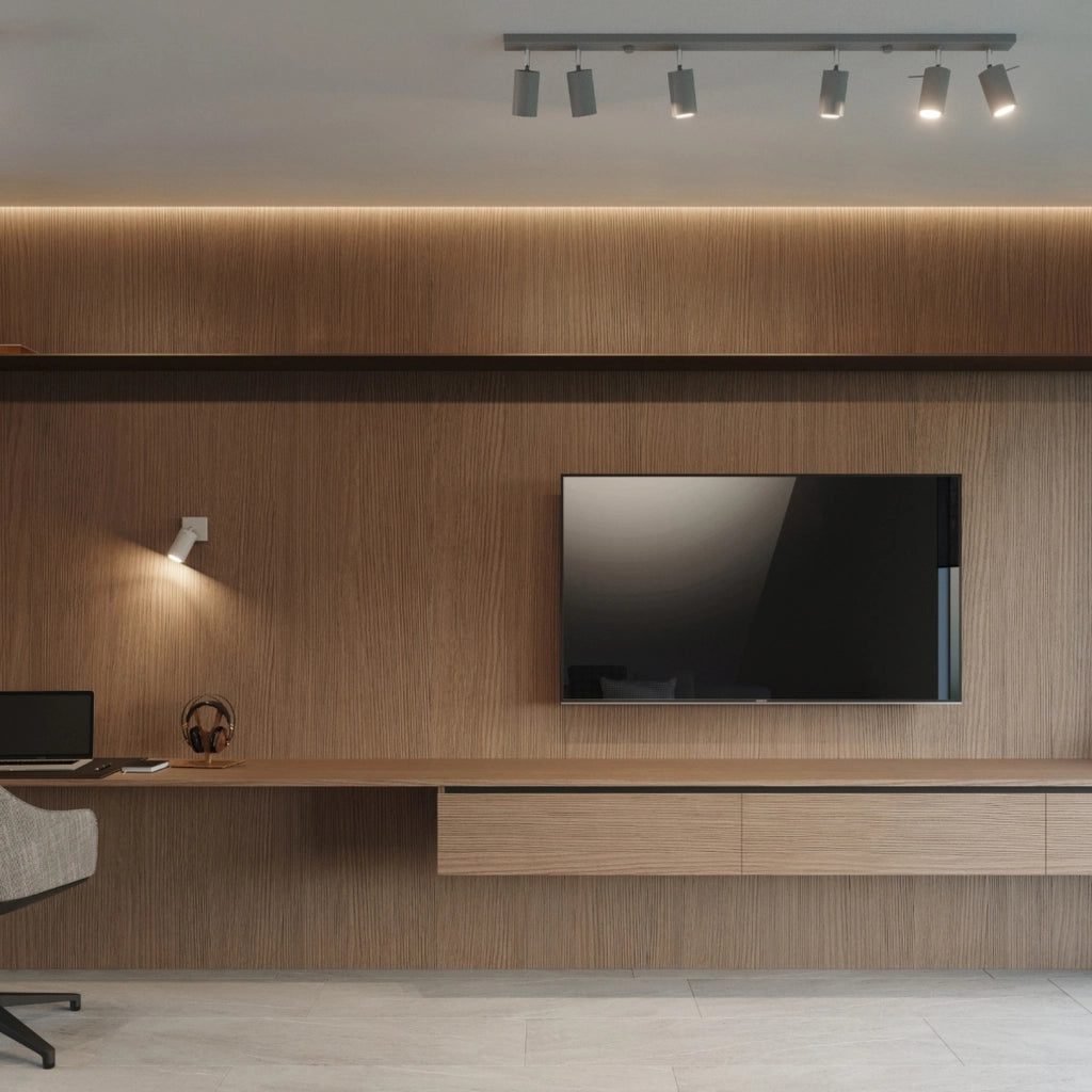 Lampada da soffitto a LED regolabile a 6 luci Ring in acciaio grigio, design moderno