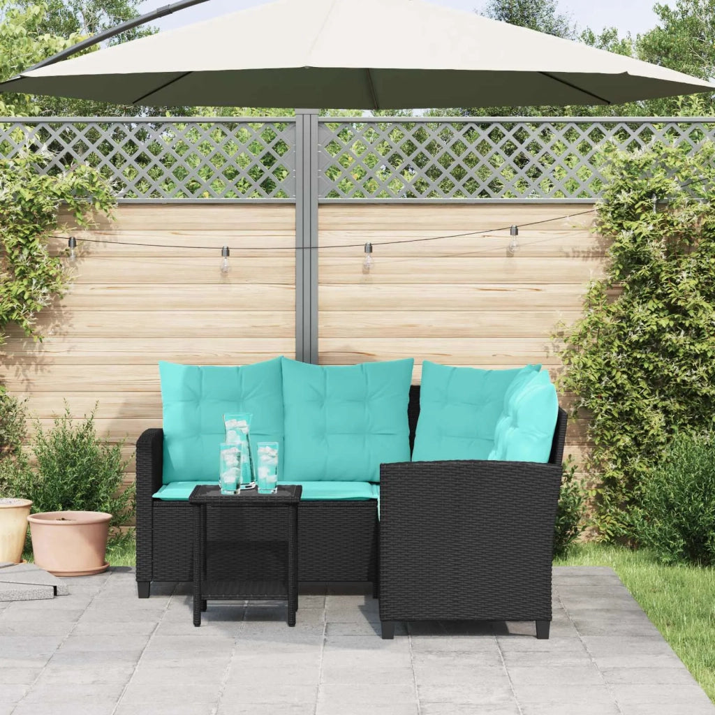 Divano da giardino 2 pcs Nero e Turchese Poly Rattan 4103880