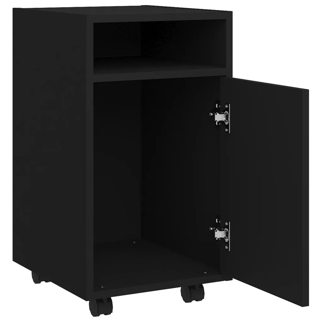 Credenza | Madia | Buffet da pranzo | Armadio da pranzo con Ruote Nera 33x38x60 cm in Legno Multistrato