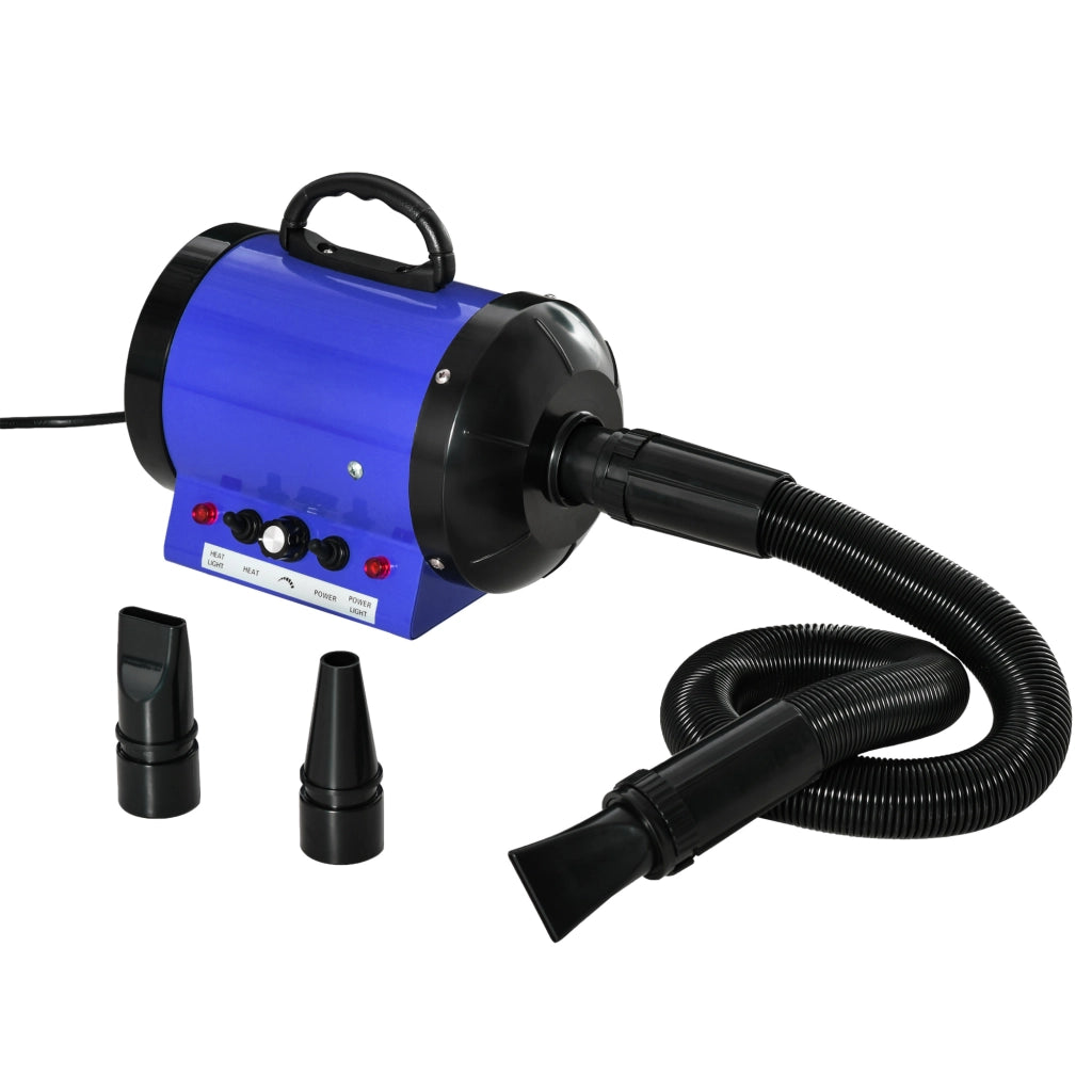 Asciugatore Professionale per Animali Domestici ¨C Minimal ¨C 2800W Blu con 3 Buse