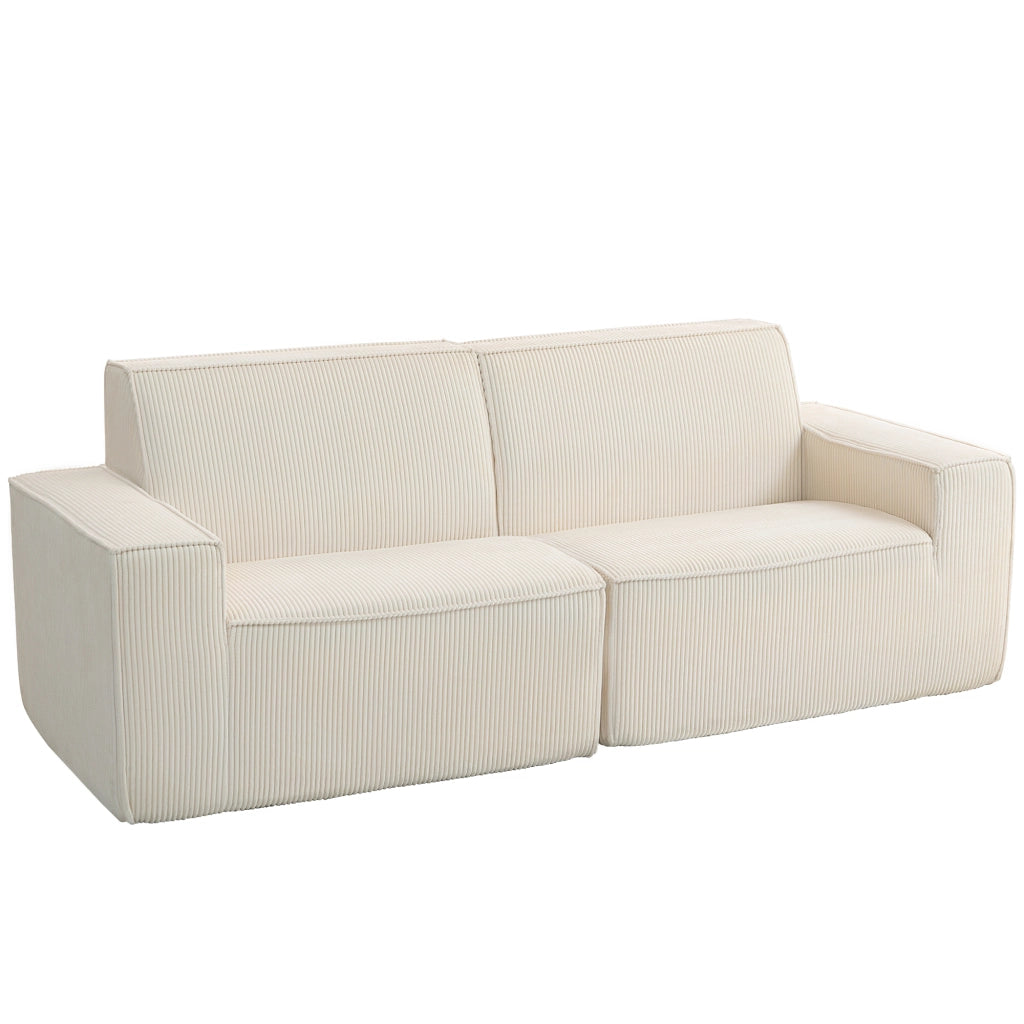 Divano 3 Posti in Velluto ¨C Zephmum ¨C Beige 230 cm