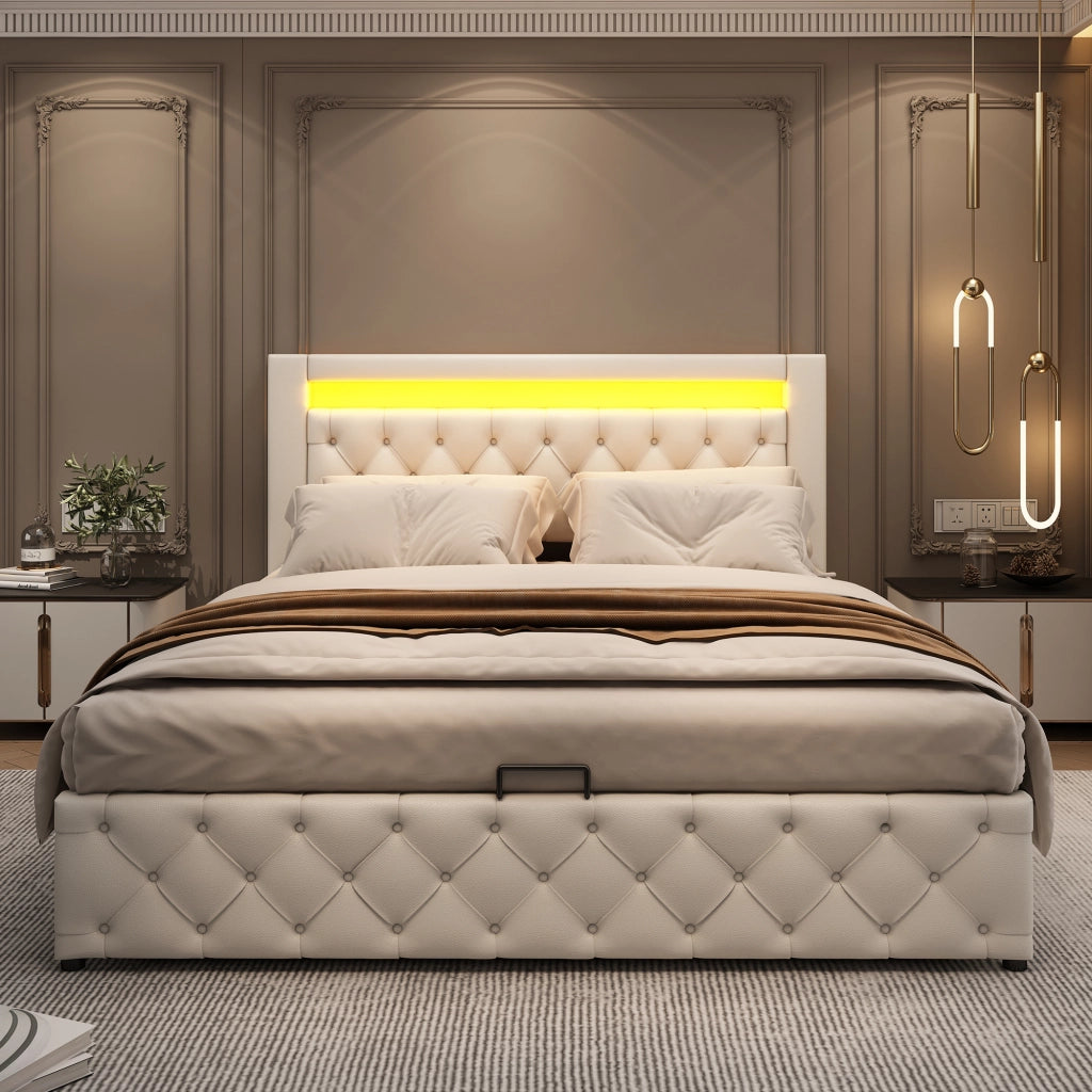 letto imbottito pu bianco 162 x 207 cm