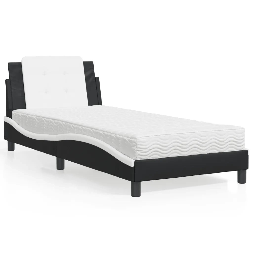 Giroletto senza Materasso Zadar Nero e Bianco 80x200 cm in Similpelle