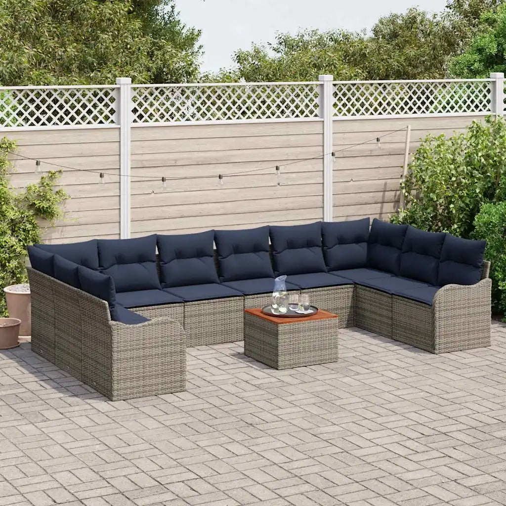 Set Divano da Giardino 11 pz Grigio polyrattan 3347507