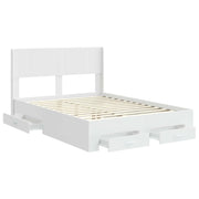 Letto da camera | Struttura del letto con stoccaggio e testata Bianco