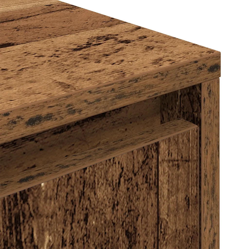 Comodino con Luci LED Legno Antico 38x34x50 cm 861297