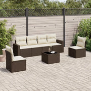 Set Divani da Giardino 7 pz con Cuscini Marrone in Polyrattan 3218813