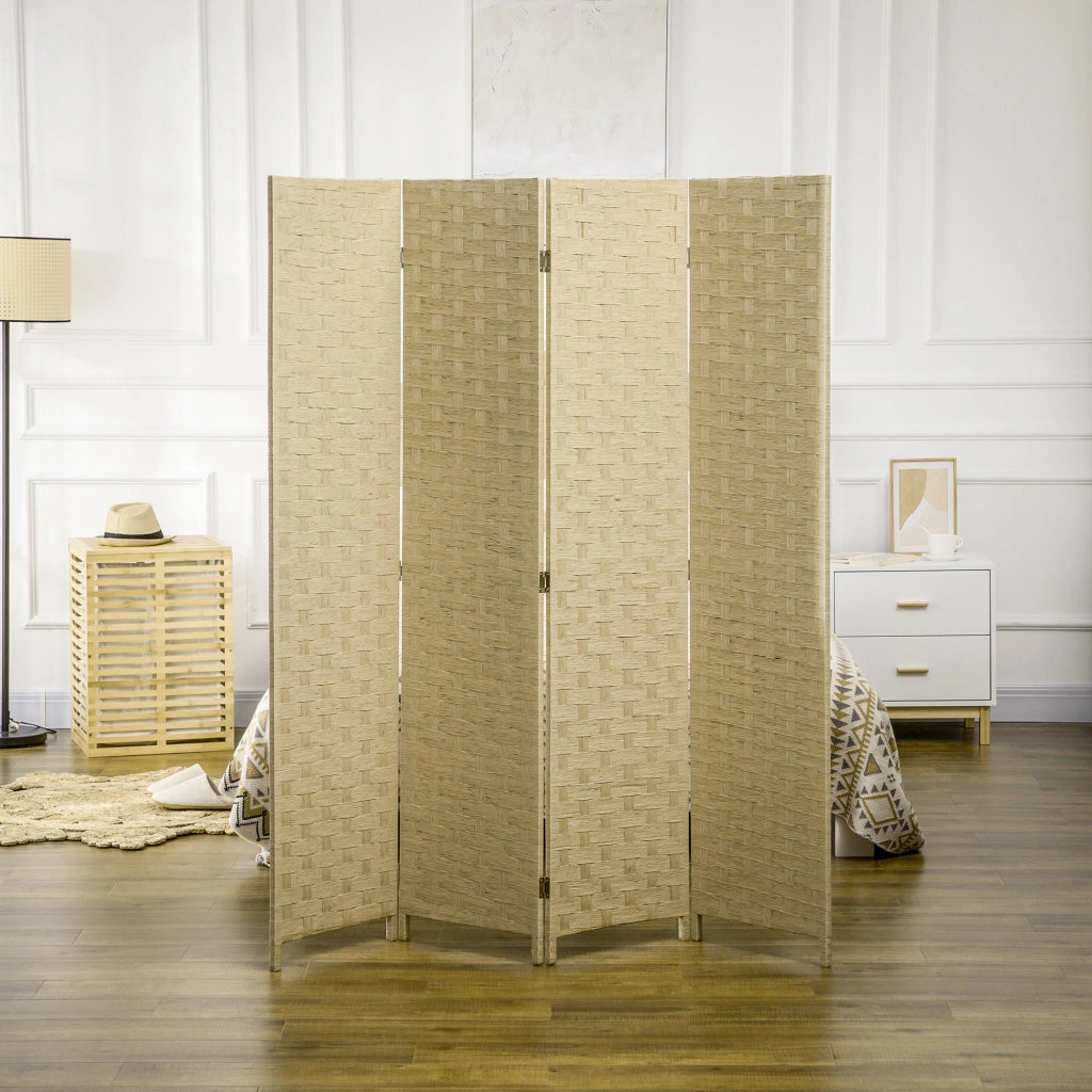 Paravento a 4 Ante Pieghevole ¨C Minimal ¨C Legno Marrone 170 cm