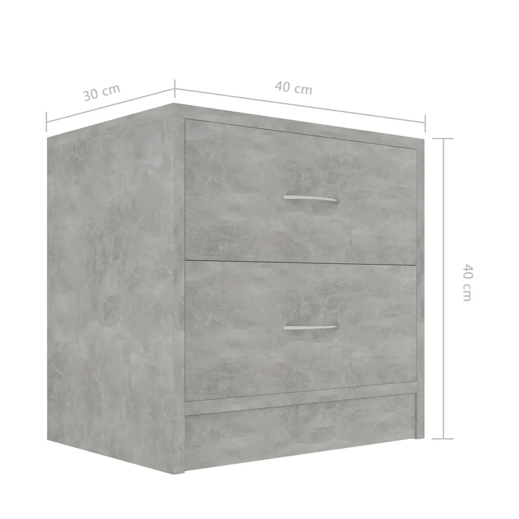 Comodino-Tavolino da notte Grigio Cemento 40x30x40 cm in Legno Multistrato 591924