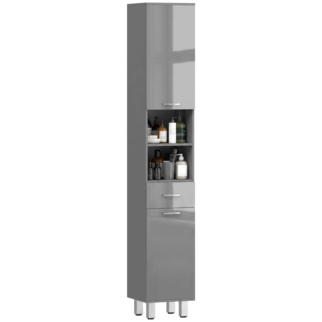Mobile Bagno con Ripiani e Cassetto Regolabile ¨C Zephmum ¨C Grigio 40x30x60 cm