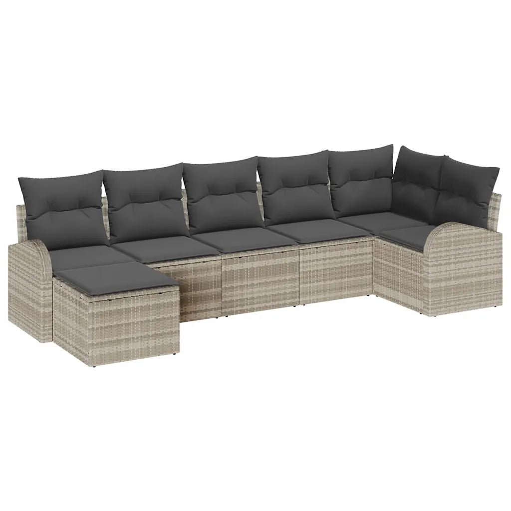 Set Divano da Giardino con cuscino 7 pcs Grigio chiaro