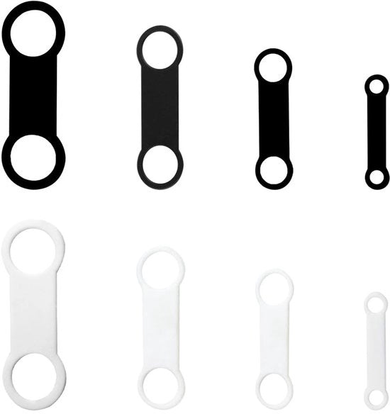 Etichette per cani 8 pezzi - Cinture di scambio in silicone - Duraturo - Vari dimensioni S/M/L/XL - Adatti per collari - Nero/Bianco - Etichette per cani