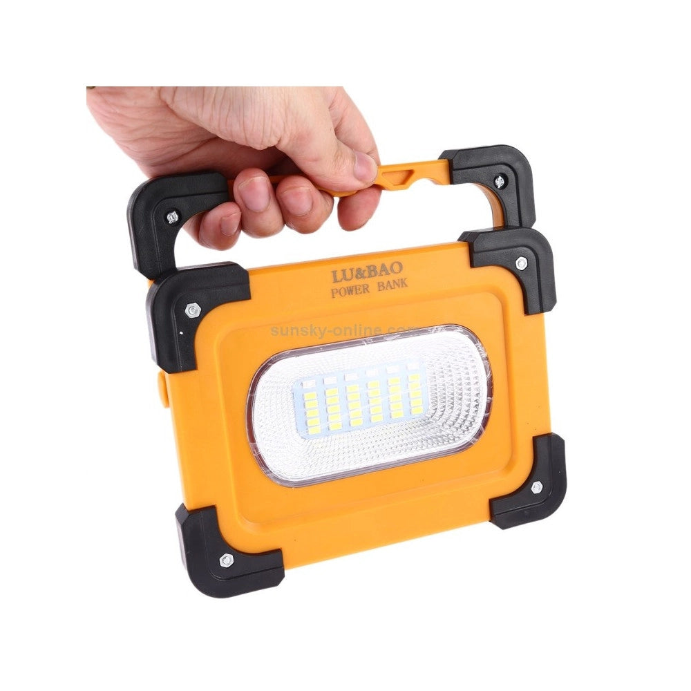 Trade Shop - Faro Luce A Led Spotlight Ricaricabile Con Pannello Solare Portatile 30w 1500lmn -