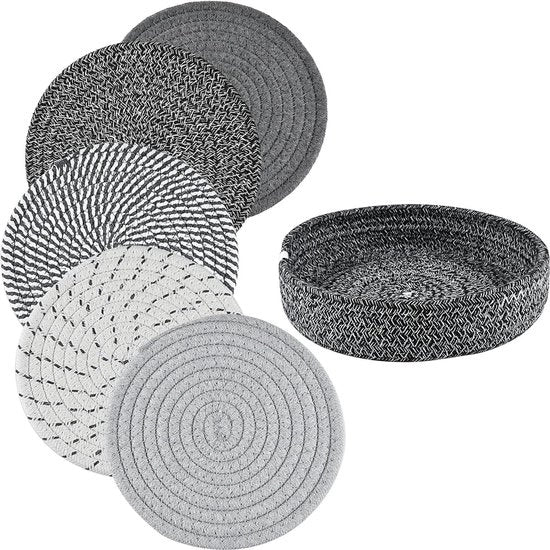 Set di Supporti per Piatti Antiscivolo Vintage - 5 pezzi - Antiscivolo Bifacciale