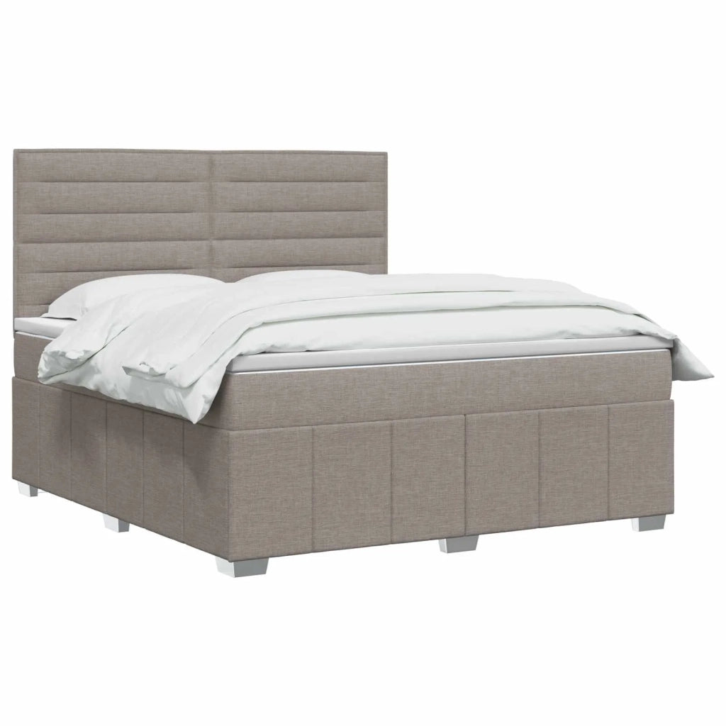 Letto Box Spring LED con Materasso Tortora 140 x 200 cm Tessuto 3455616