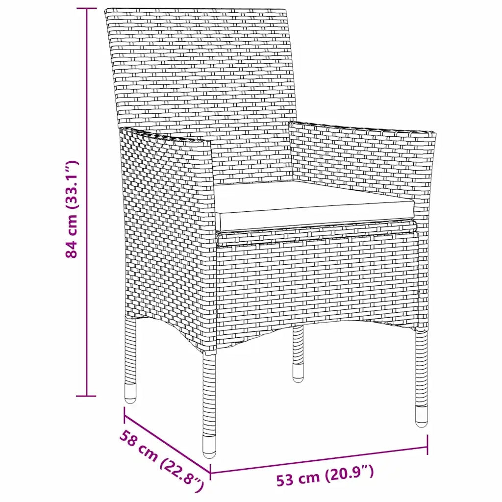 Set da Pranzo per Giardino con cuscino 5 pcs Marrone polyrattan 3379746