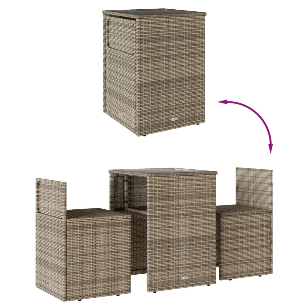 Set da Bistr¨° 3 pz | Set Salotto da Giardino con Cuscini Beige in Polyrattan