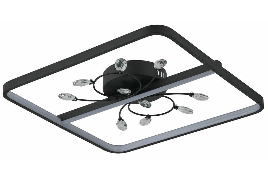 Plafoniera quadrata nera cristalli LED 24W Reality Dacota