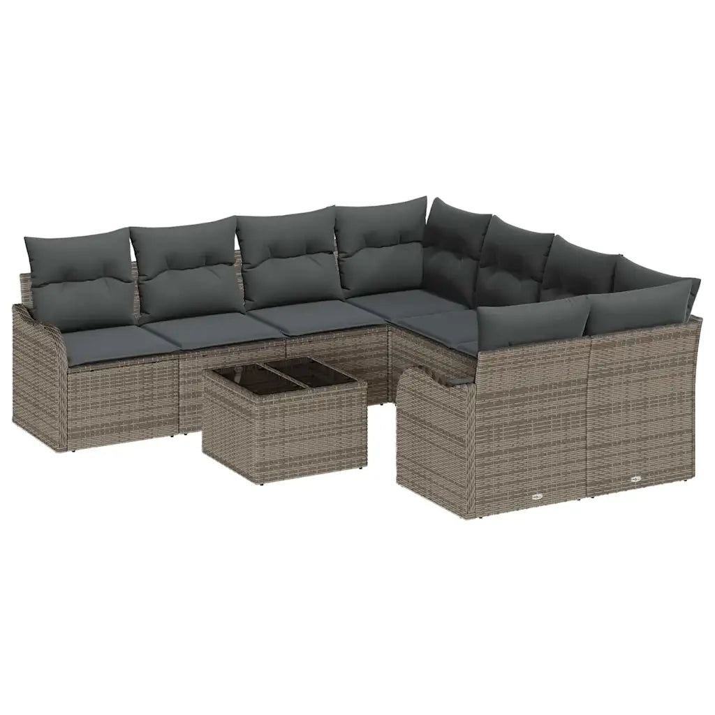 Set Divano da Giardino con cuscino con cuscino 9 pcs Grigio