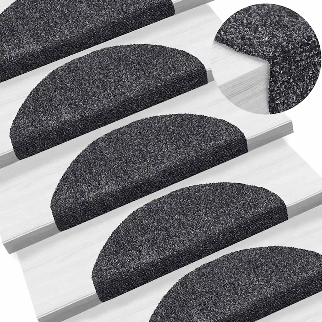 Tappetini per scale autoadesivi 30 pz 65x21x4 cm Grigio scuro Semicircolari Grandi 3365656