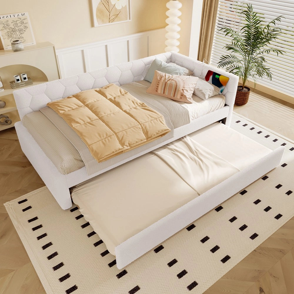 Letto Singolo con Divano e Rete a Doghe ¨C MINIMAL ¨C Bianco 90x200 cm
