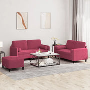 Set di Divani 3 pz con Cuscini Rosso Vino in Velluto
