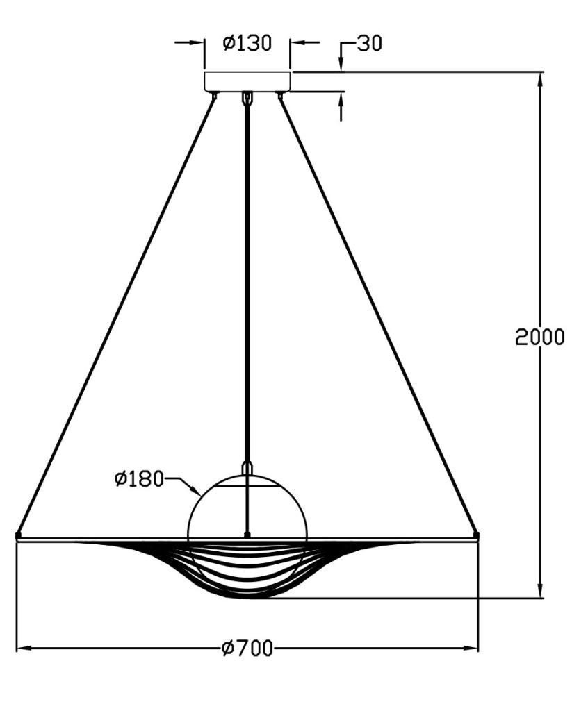 Homa Lampada a Sospensione in Metallo e Vetro Soffiato Nero, Attacco E27 40W, Design Elegante per Interni IP20, Altezza Regolabile 2000mm