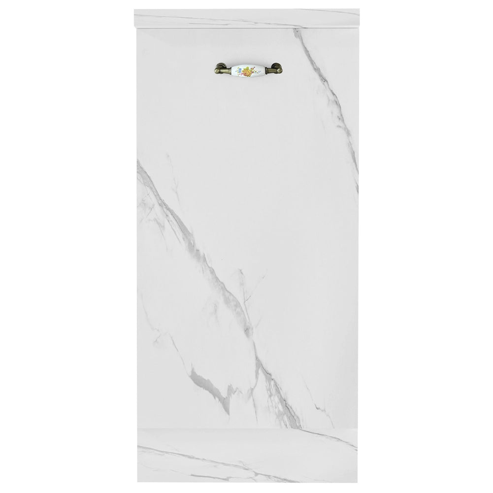 Mobile Base Cucina Componibile Minimal Bianco Effetto Marmo 1 Anta e 2 Scomparti