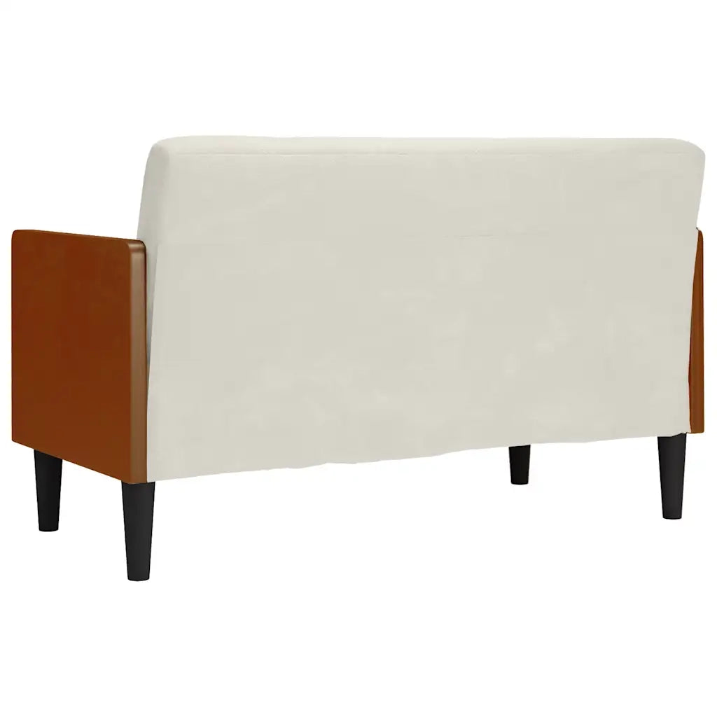 Divano Divanetto con Cuscini-Sofa Bolster Crema 110 cm Velluto