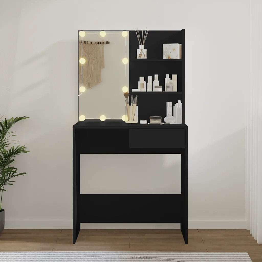 Toeletta con LED Nera 74,5x40x141 cm 808802