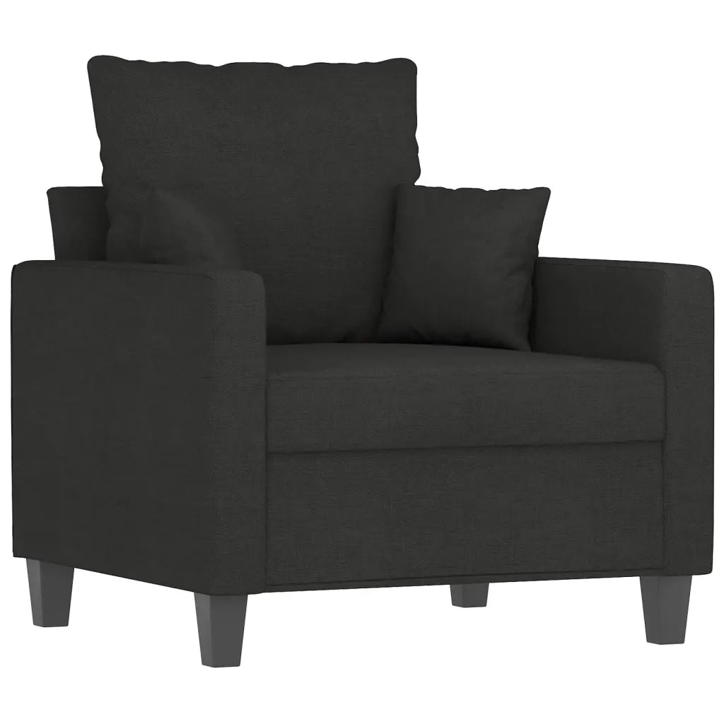 Set Divani 4 pz con Cuscini Nero in Tessuto