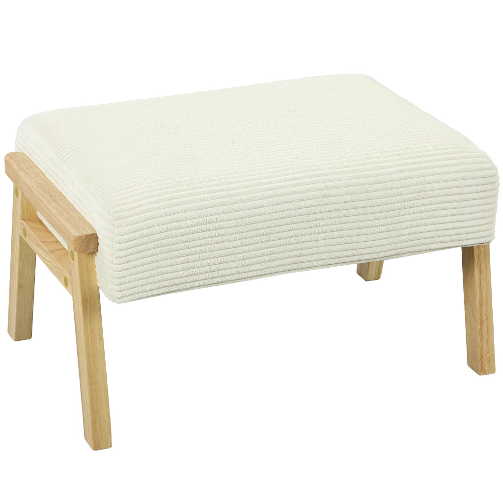 Poggiapiedi imbottito con cuscino e gambe in legno ¨C Minimal ¨C crema