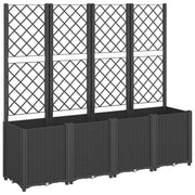Fioriera | Cassetta per fiori | Vaso da Giardino con Traliccio Nera 160x40x140 cm in PP