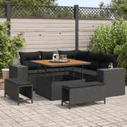 Set Divano da Giardino con cuscino 8 pcs Nero polyrattan 3361994
