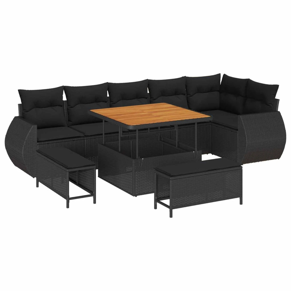Set Divano da Giardino 9 pcs Nero Rattan in Polipropilene 3363834